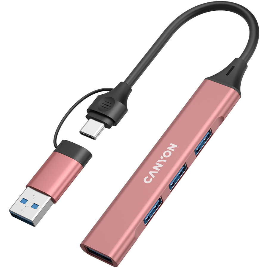 Canyon hub DS-02 4in1 USB-A/C Pink, CNS-TDS02P - Slika 2