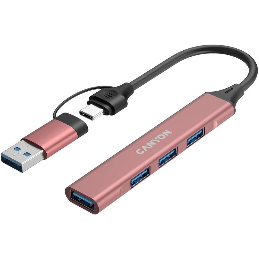 Canyon hub DS-02 4in1 USB-A/C Pink, CNS-TDS02P - Slika 3