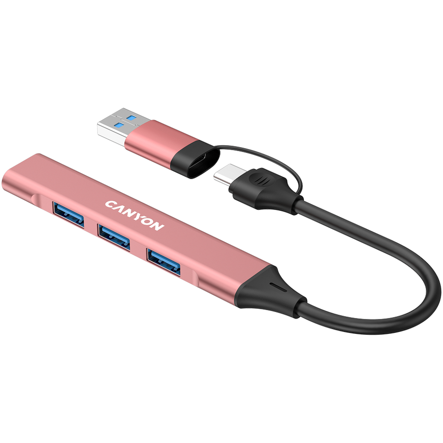 Canyon hub DS-02 4in1 USB-A/C Pink, CNS-TDS02P - Slika 5