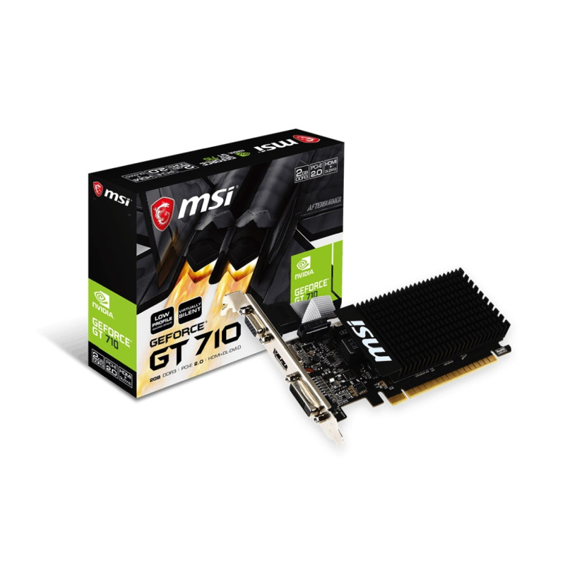 MSI GeForce GT710 2GB DDR3/64-bit, PCIe 2.0, D-Sub/Dual-link DVI-D/HDMI, Low Profile (GT710-2GD3H LP)