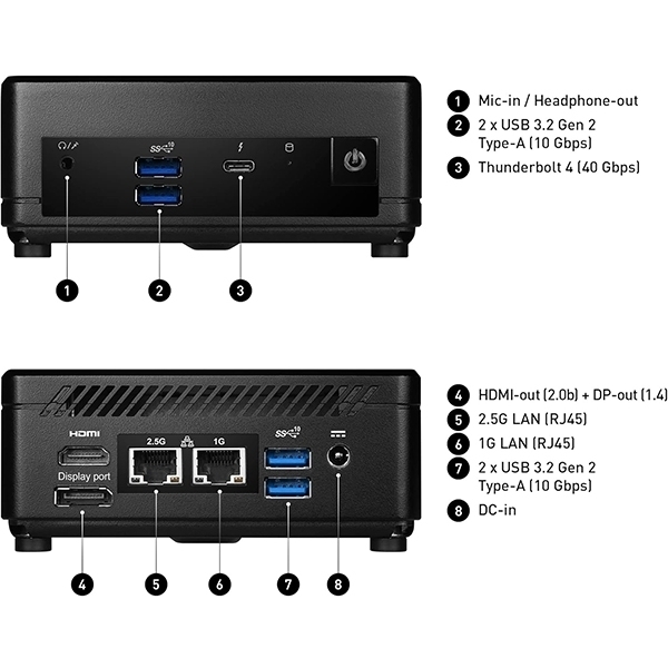 Mini desktop PC MSI Cubi 5 12M-262BEU i3 / 8GB / 512GB SSD / Windows 11 Home / WiFi 6E + BT 5.3 / 1Gbps + 2.5Gbps / black - Slika 7