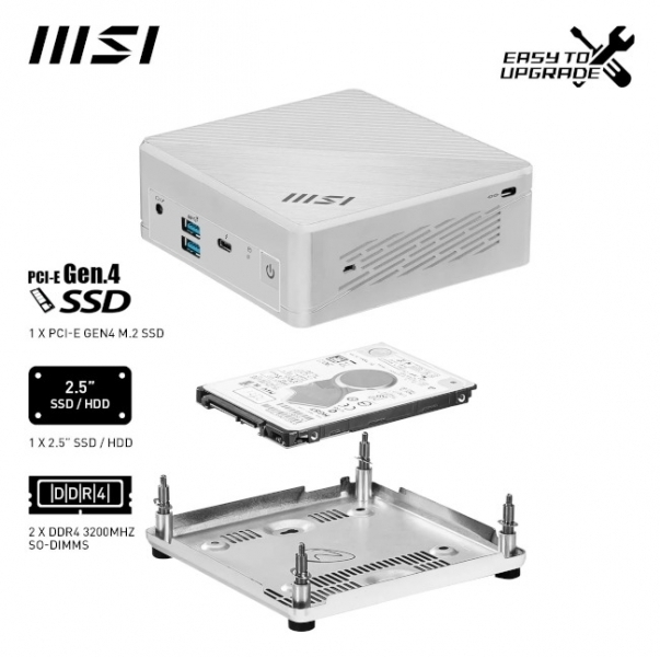 Mini desktop PC MSI Cubi 5 12M-264BEU i3 / 8GB / 512GB SSD / Windows 11 Home / WiFi 6E + BT 5.3 / 1Gbps + 2.5Gbps / white - Slika 8