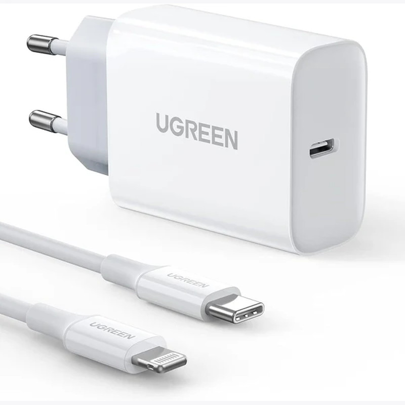 UGREEN zidni punjač 20W, USB-C, PD3.0/QC4.0, bijeli + USB-C/Lightning kabel 1.0m - Slika 13