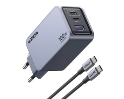 UGREEN Nexode Pro Mini FC zidni punjač 100W, 2x USB-C, USB-A, USB-C kabel, GaN, sivi - Slika 17
