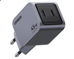 UGREEN Nexode Pro zidni punjač 45W, GaN, 2×USB-C, PD3.0/QC4.0, sivi - Slika 3