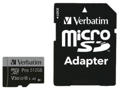 Verbatim memorijska kartica PRO Micro SDXC 512GB, U3, A2, V30, Class 10 Card + adapter - Slika 7