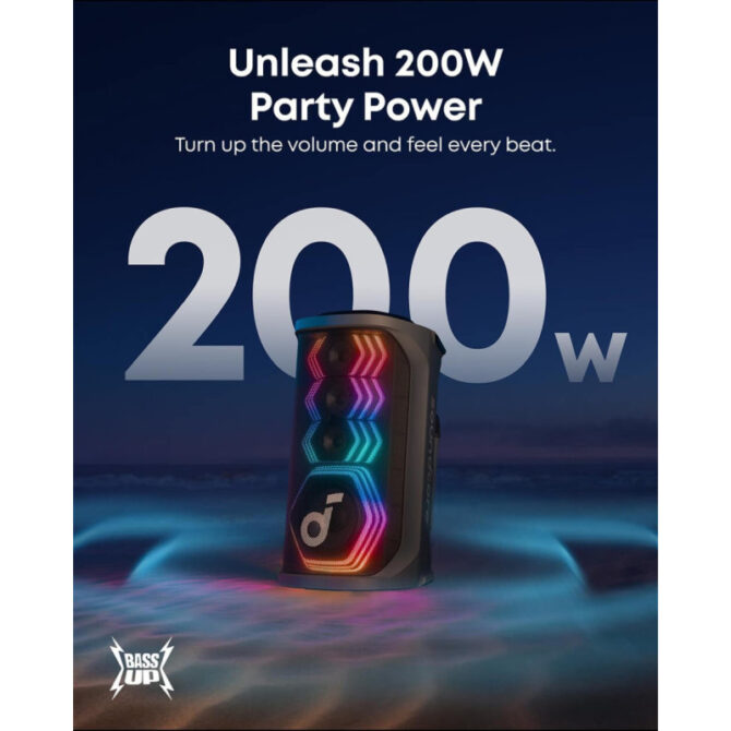 Anker Soundcore Rave 3S AI Karaoke Bluetooth prijenosni zvučnik, 200W, IPX4, 12h reprodukcije, crni (A31A3012) - Slika 2