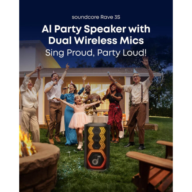 Anker Soundcore Rave 3S AI Karaoke Bluetooth prijenosni zvučnik, 200W, IPX4, 12h reprodukcije, crni (A31A3012) - Slika 3