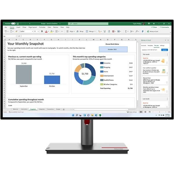 Monitor Lenovo ThinkVision P27q-30 27" / QHD / IPS / 75Hz / 4ms (black)