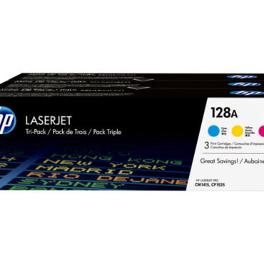 HP 128A CYM Tri-Pack LaserJet Toner Cart, CF371AM