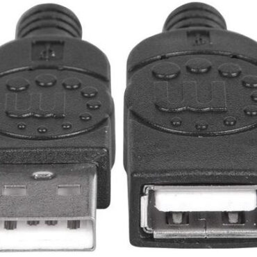 Manhattan kabel USB 2.0 produžni, AM/AF,1.8m, crni