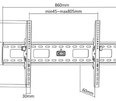 Manhattan TV nosač zidni 37"-86" do 75kg, crni