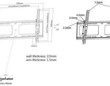 Manhattan TV nosač zidni 37"-80" do 80kg, crni