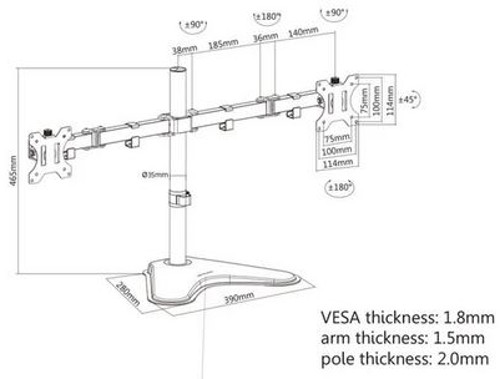 Manhattan nosač monitora 13"-32",8kg po monit,crni
