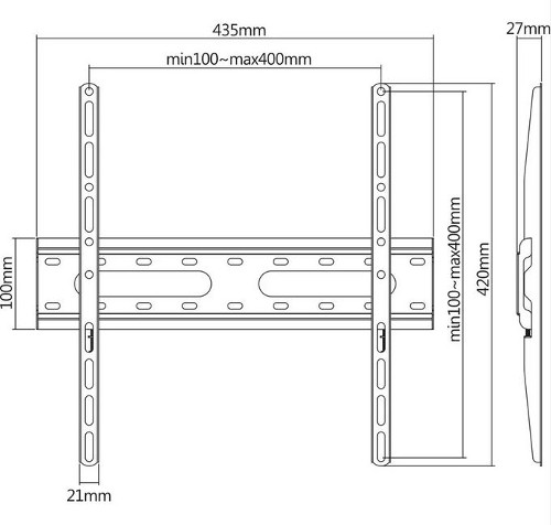 Manhattan TV nosač zidni 32"-55" do 45kg, crni