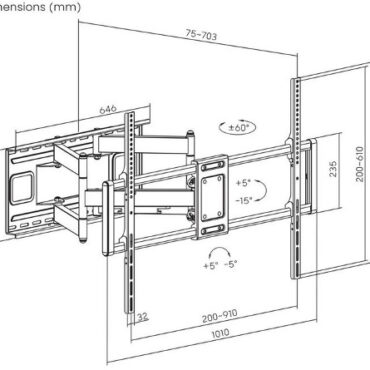 Manhattan TV nosač zidni 60"-120" do 120kg, crni