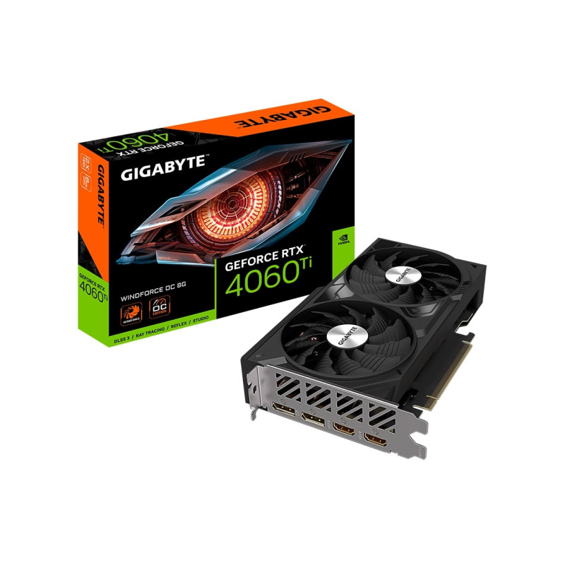 Gigabyte nVidia GeForce RTX 4060Ti WINDFORCE 8GB GDDR6, PCI-E 4.0, 2× HDMI, 2 x DP