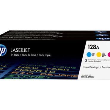 HP 128A CYM Tri-Pack LaserJet Toner Cart, CF371AM