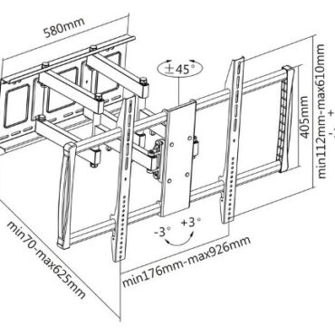 Manhattan TV nosač zidni 60"-100" do 80kg, crni