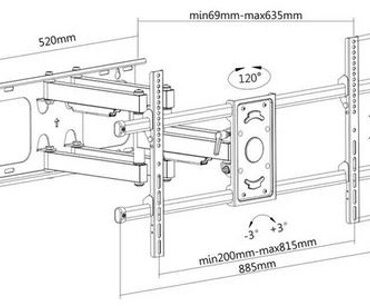 Manhattan TV nosač zidni 37"-90" do 75kg, crni