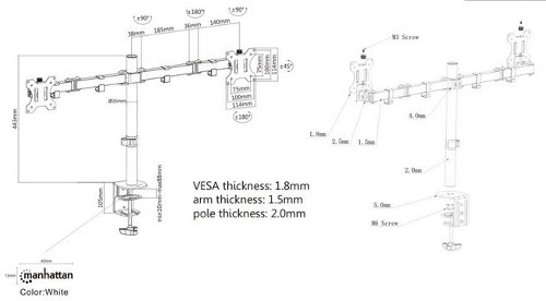 Manhattan nosač monitora 13"-32",8kg po monit,crni