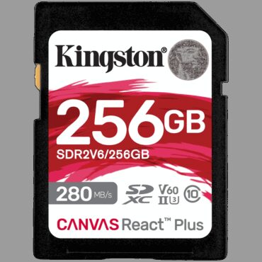 Kingston 256GB SDXC Canvas React Plus SDXC UHS-II 280R/150W U3 V60, SDR2V6/256GB