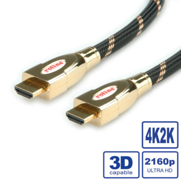 Roline GOLD HDMI Ultra HD kabel sa mrežom, M/M, 1.0m