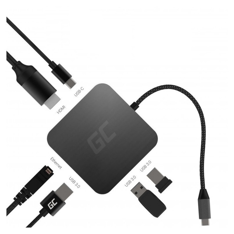 Green Cell HUB adapter 6in1 USB-C (HDMI, USB-C, 3x USB 3.0 & Ethernet) - za MacBook Pro, Dell XPS, Lenovo X1 Carbon & ostale - Slika 6