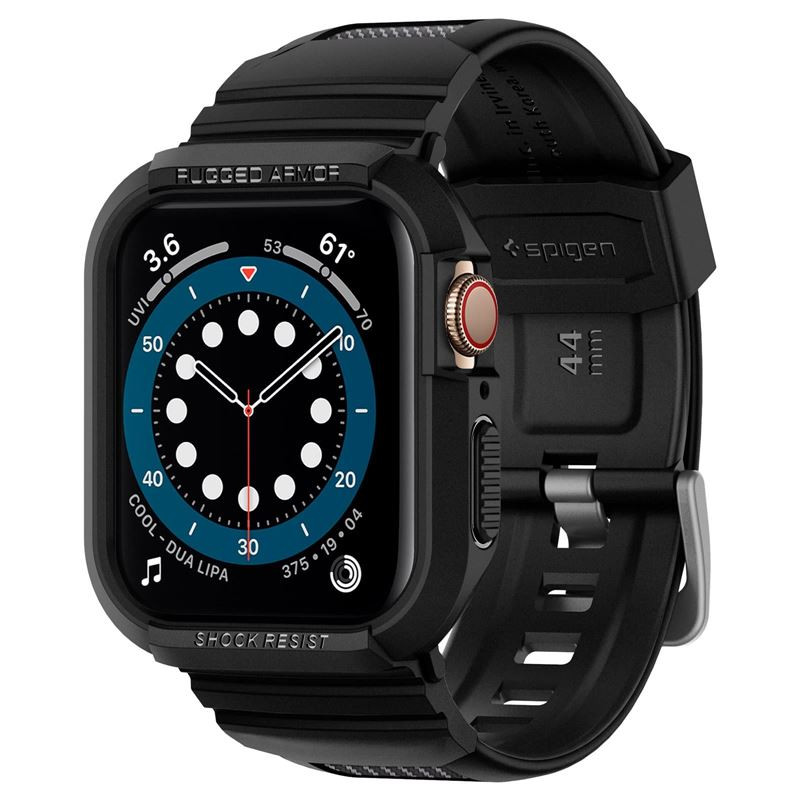 Spigen Rugged Armor Pro, zaštitna maska s remenom za Apple pametni sat, crna - Apple Watch 8/7 (45mm)/SE 2022/6/SE/5/4 (44mm)