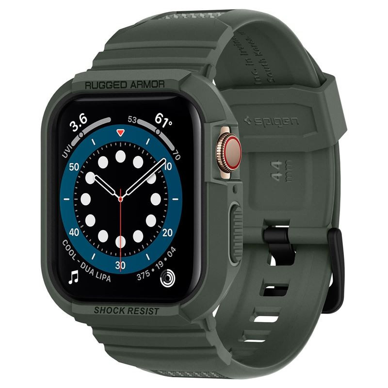 Spigen Rugged Armor Pro, zaštitna maska s remenom za Apple pametni sat, zelena - Apple Watch 8/7 (45mm)/SE 2022/6/SE/5/4 (44mm)