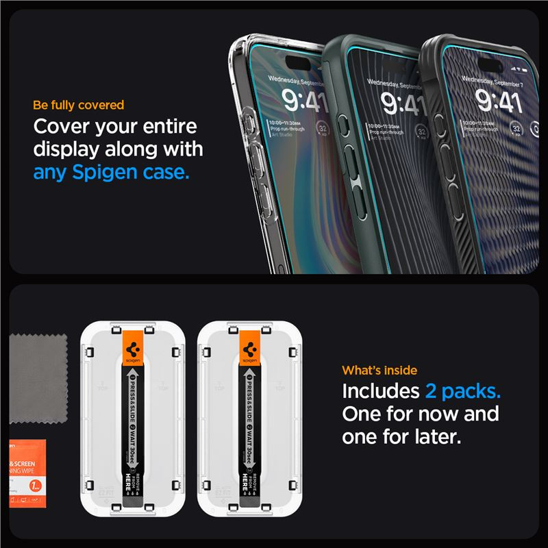 Spigen Glass tR EZ Fit, transparency, zaštitno staklo za telefon, 2 kom - iPhone 15 Pro Max (AGL06872) - Slika 10