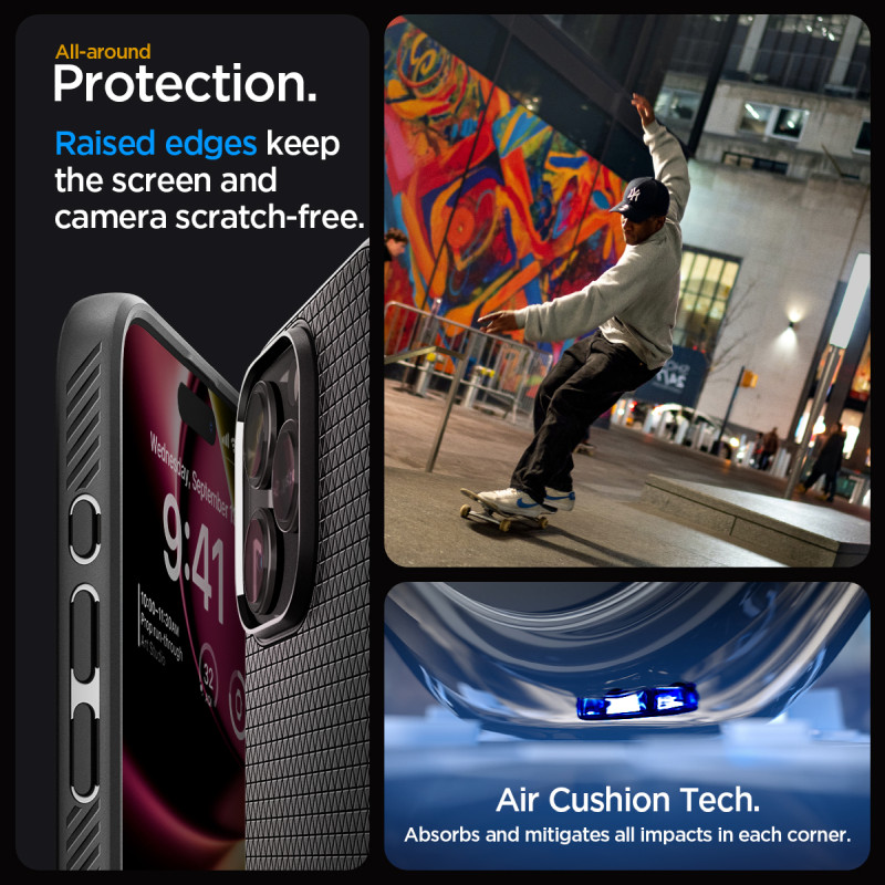 Spigen Liquid Air, zaštitna maska za telefon, mat crna - iPhone 15 Pro Max (ACS06562) - Slika 10