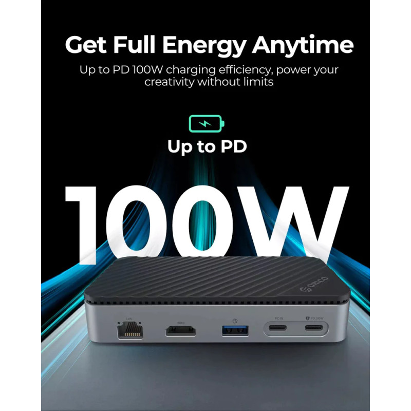 Orico 10-portni Docking station + M.2 kućište, 1x USB-C (100W), 1x USB 3.2, 1x USB-C, 2x USB-A 3.0, 1x HDMI, RJ-45, SD/TF - Slika 14