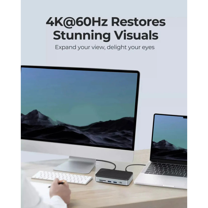 Orico 10-portni Docking station + M.2 kućište, 1x USB-C (100W), 1x USB 3.2, 1x USB-C, 2x USB-A 3.0, 1x HDMI, RJ-45, SD/TF - Slika 16