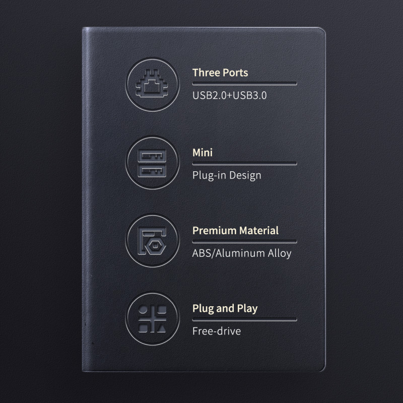 Orico 3-portni mini USB-A HUB 3x USB-A, srebrni (ORICO-MINI-U32L-GY-BP) - Slika 4