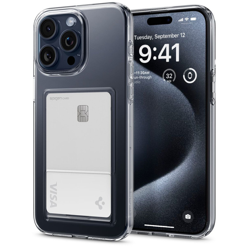 Spigen Crystal Slot, crystal clear, zaštitna maska za telefon - iPhone 15 Pro (ACS06726) - Slika 9