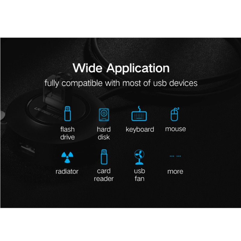 UGREEN 4-portni USB-A HUB 4xUSB-A 2.0, 1m, bijeli - Slika 2