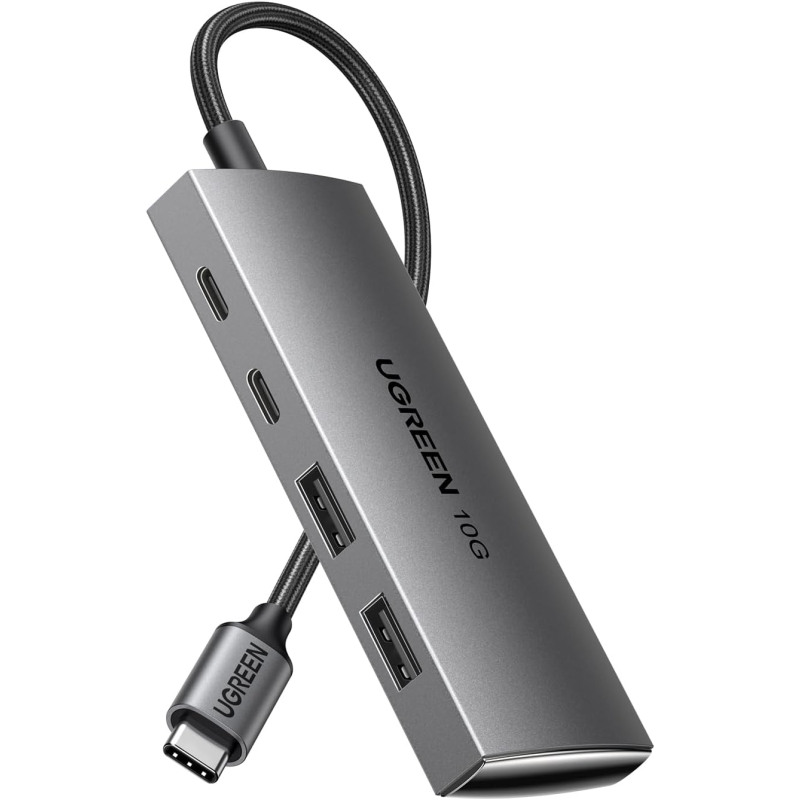 UGREEN 4-portni USB-C HUB 2xUSB-A, 2xUSB-C, 10Gbps, sivi