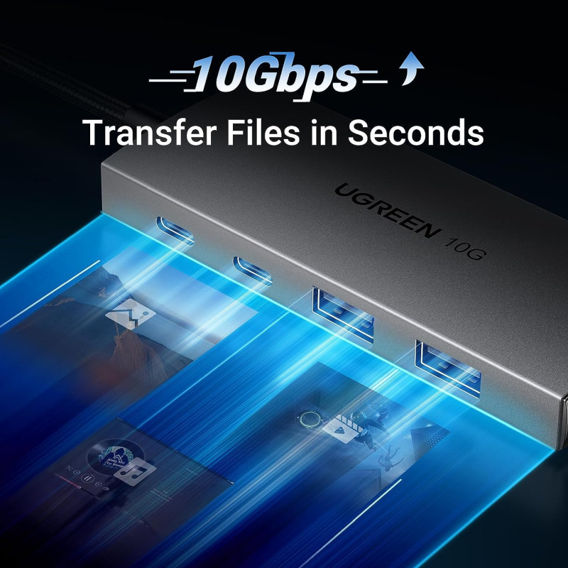 UGREEN 4-portni USB-C HUB 2xUSB-A, 2xUSB-C, 10Gbps, sivi - Slika 3