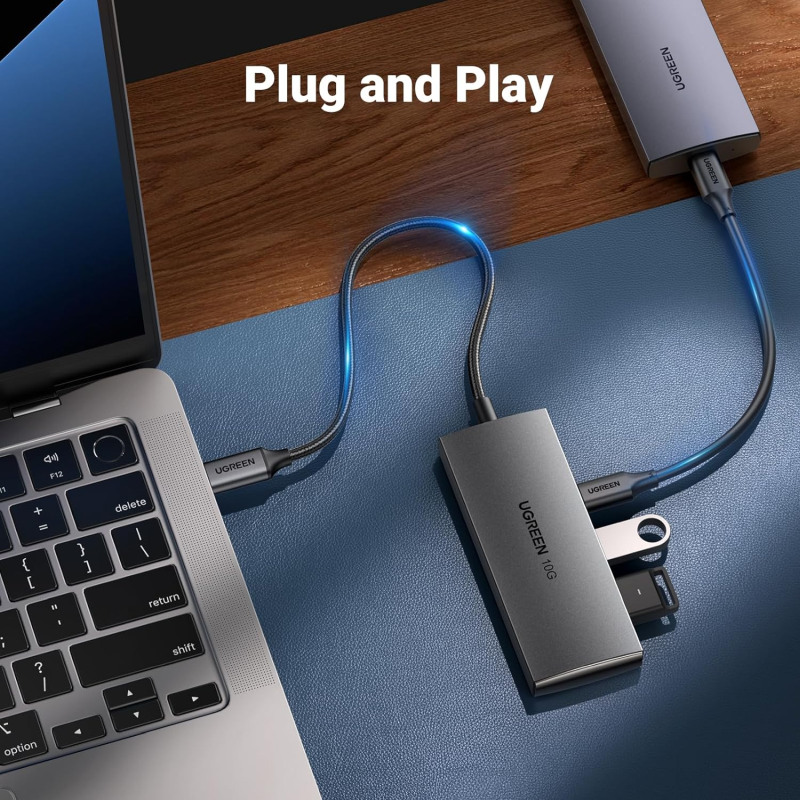 UGREEN 4-portni USB-C HUB 2xUSB-A, 2xUSB-C, 10Gbps, sivi - Slika 4