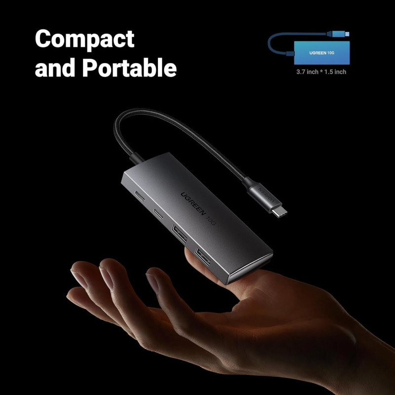 UGREEN 4-portni USB-C HUB 2xUSB-A, 2xUSB-C, 10Gbps, sivi - Slika 7