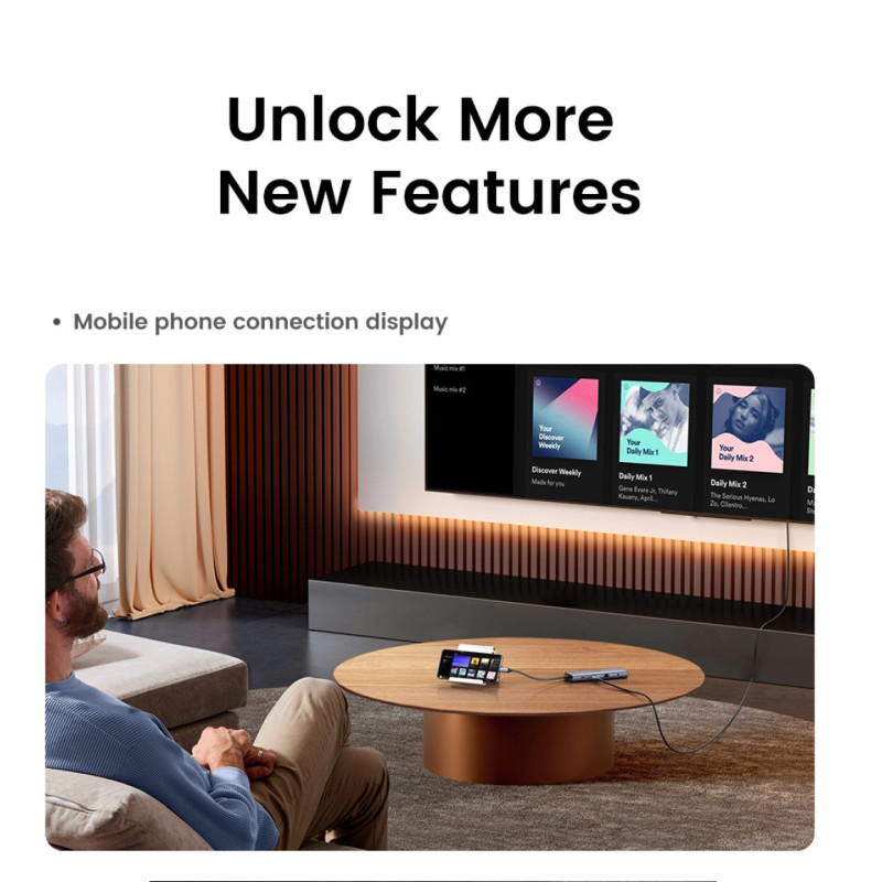 UGREEN 10-portni USB-C HUB 3×USB-A 3.0, 1xUSB- C PD, VGA, 4K, HDMI, 1xG-LAN, 1xSD, 1xTF, 3.5mm, sivi - Slika 30