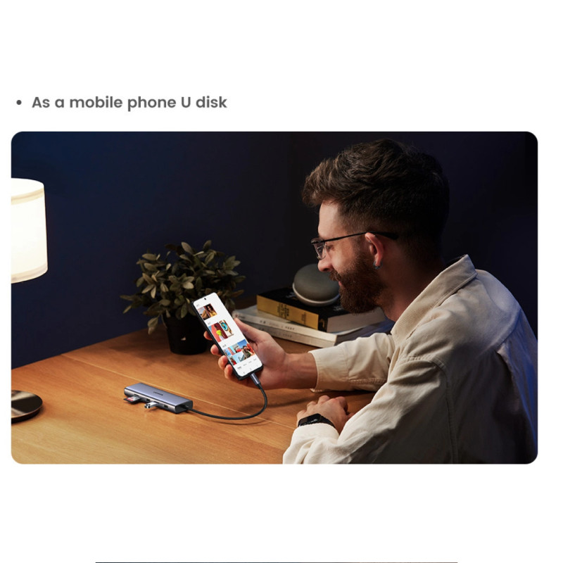 UGREEN 10-portni USB-C HUB 3×USB-A 3.0, 1xUSB- C PD, VGA, 4K, HDMI, 1xG-LAN, 1xSD, 1xTF, 3.5mm, sivi - Slika 31