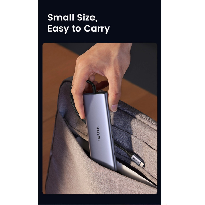 UGREEN 10-portni USB-C HUB 3×USB-A 3.0, 1xUSB- C PD, VGA, 4K, HDMI, 1xG-LAN, 1xSD, 1xTF, 3.5mm, sivi - Slika 34