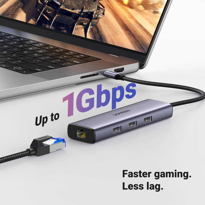 UGREEN 6-portni USB-C HUB USB-C 3×USB-A 3.0, 1×HDMI,1×RJ45,1×USB-C PD, sivi - Slika 5