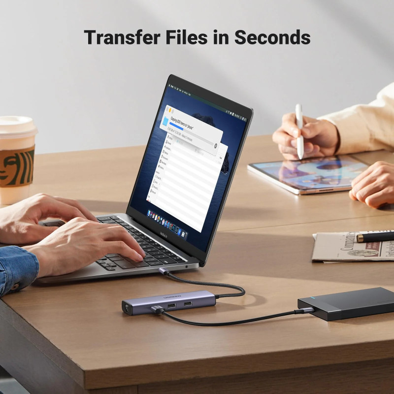 UGREEN 6-portni USB-C HUB USB-C 3×USB-A 3.0, 1×HDMI,1×RJ45,1×USB-C PD, sivi - Slika 7