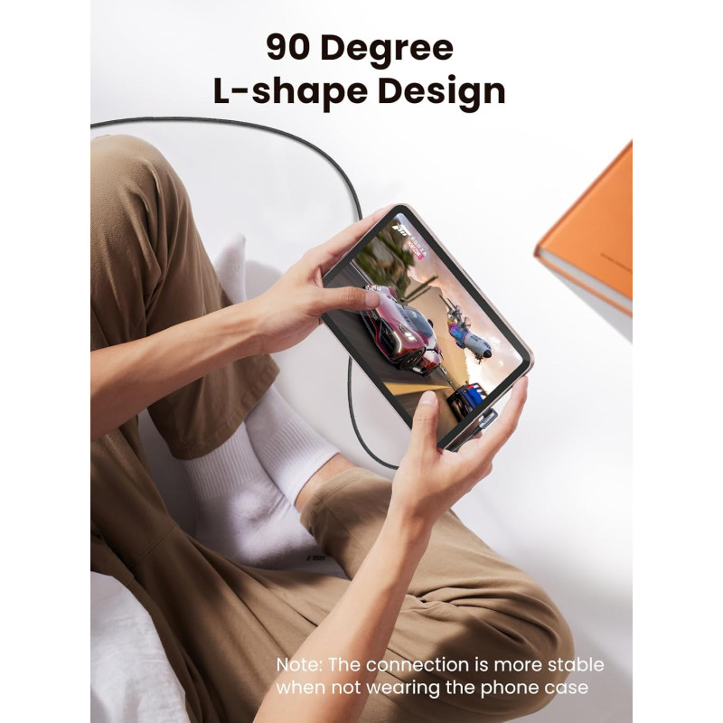 UGREEN USB-C (M) na USB-C (M), kutni 90°, 60W, 3A, PD 3.0, QC 4.0, pleteni kabel MFi, 1m - Slika 2