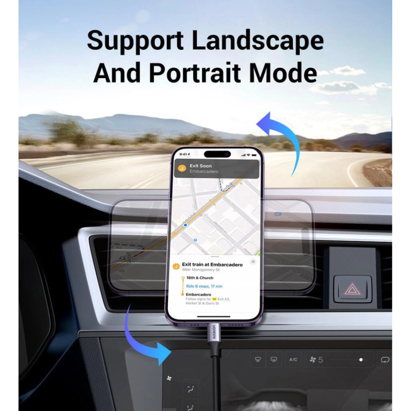 UGREEN držač za smartphone, za ventilacijski otvor, magnetni, za auto, crni - Slika 2