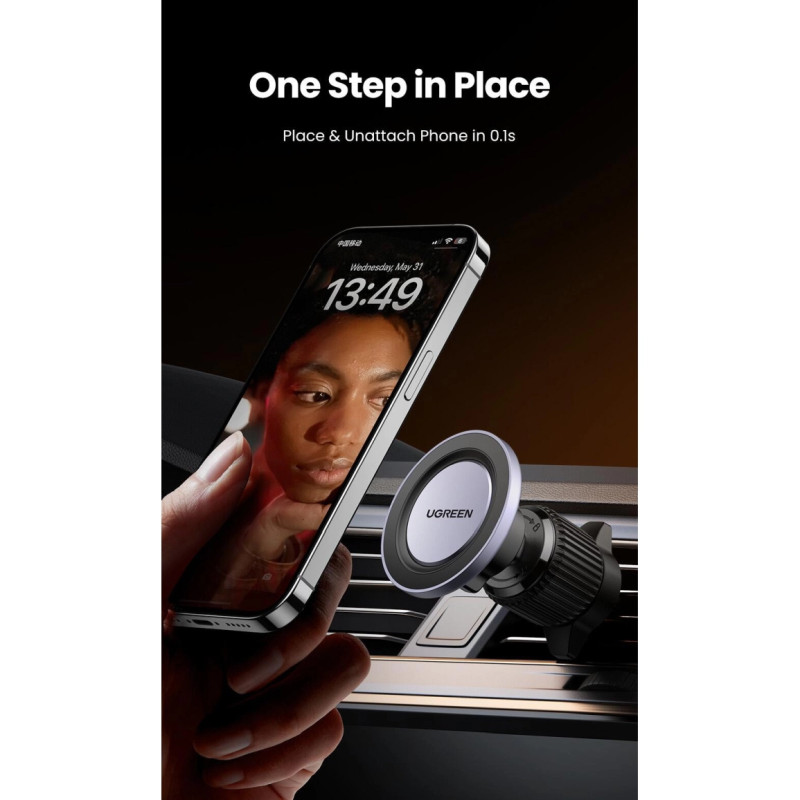 UGREEN držač za smartphone, za ventilacijski otvor, magnetni, za auto, crni - Slika 4