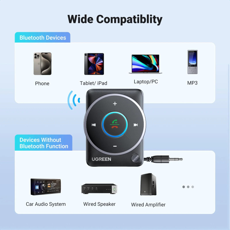 UGREEN bežični Audio receiver, Bluetooth, USB, 3.5mm, crni - Slika 6